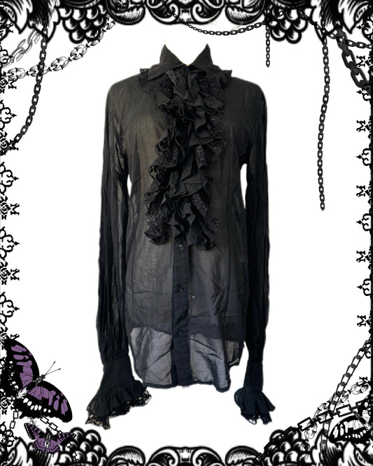 alice auaa See-Through Ruffle Button Up