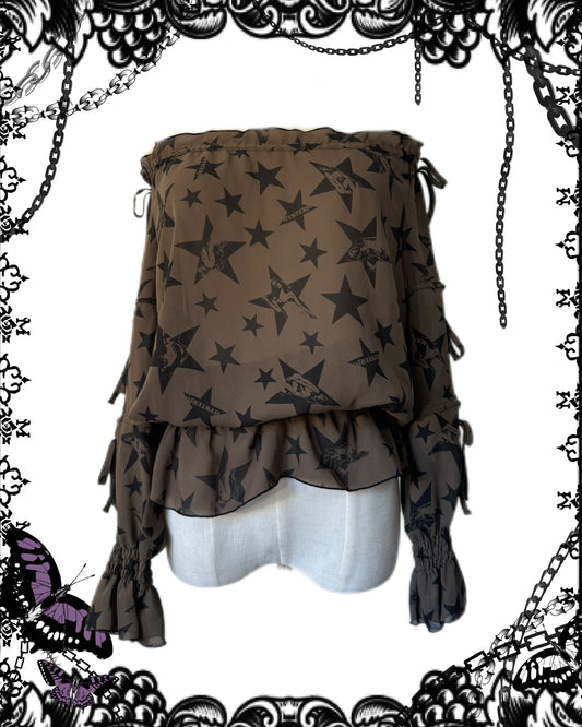 Hysteric Glamour Star Print Off-The-Shoulder Top
