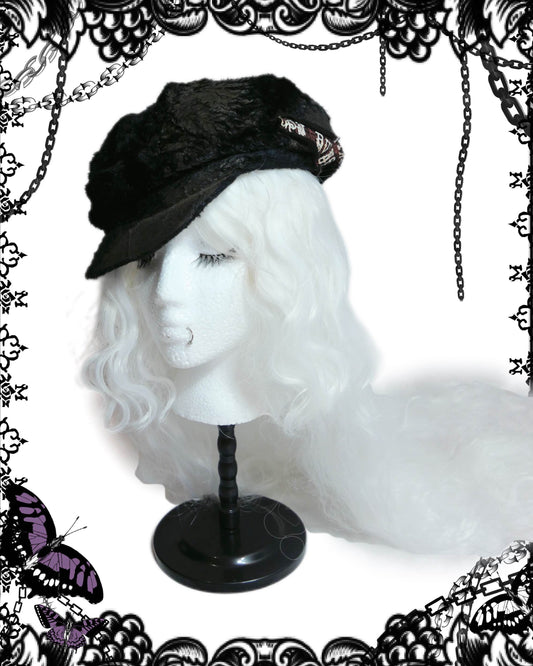 H.Anarchy Black Newsboy Cap