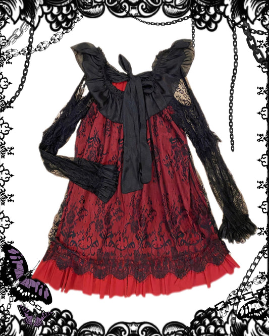 Mr 2-Layers Lace Mesh Ribbon Dress