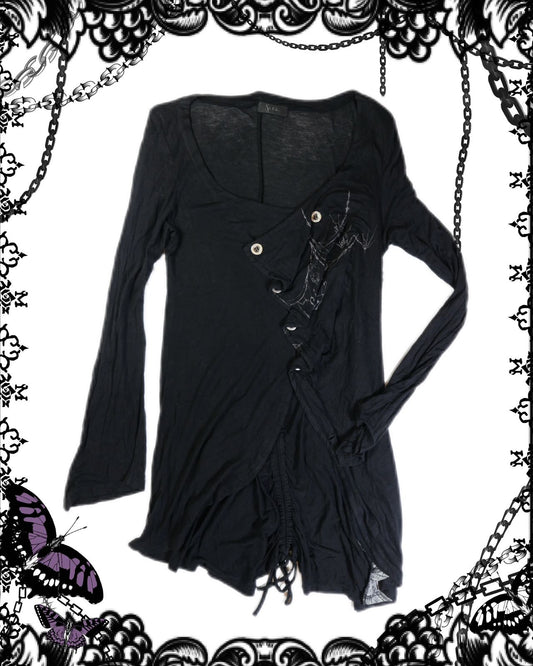 Sixh Black Long Sleeves Button Up