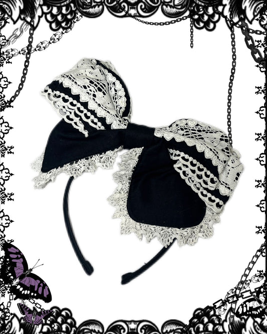 Baby the Stars Shine Bright Black Lace Bow Headband
