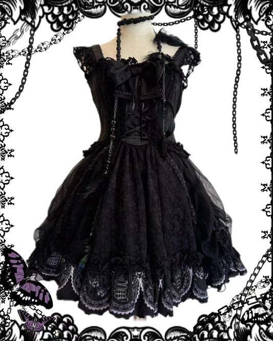 h.Naoto Frill Mesh Layer Bow JSK