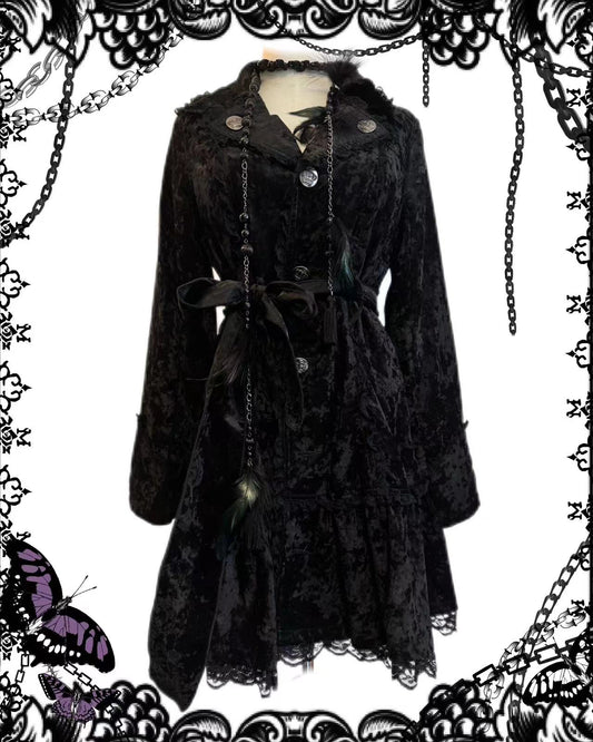 Algonquins Crown Button Velvet Lace Jacket Dress