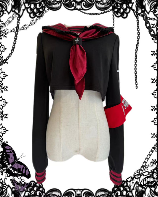 Jamie Ank Dragon Print Sailor Crop Top