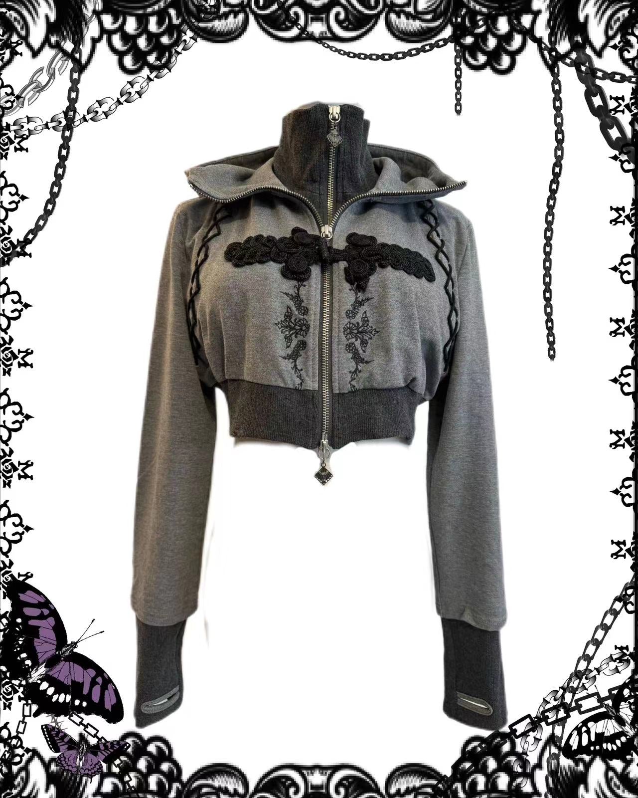 OZZ ON Knot Buckle Crop Hoodie