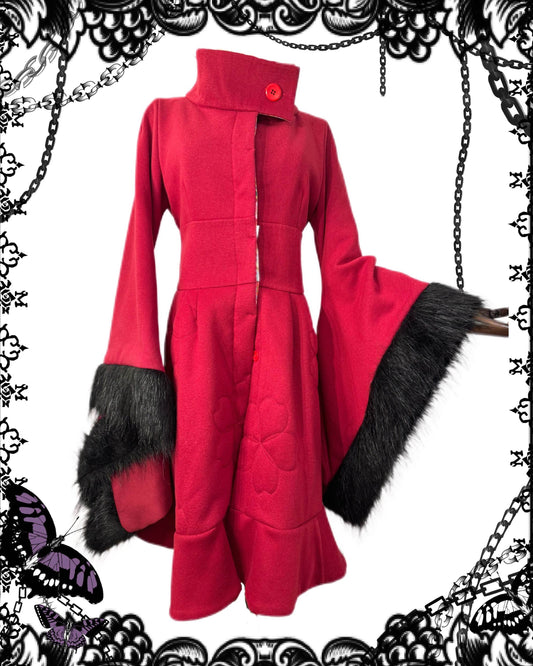 gouk High-Neck Red Dress Coat