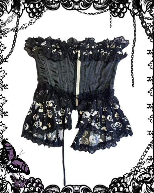 Dangerous Nude Skull Print Corset
