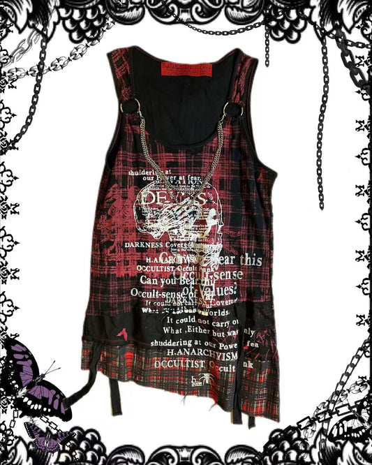 h.Naoto Letter Print Tank Top with Chain