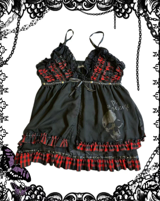 Sexpot Revenge 2-Layers Ruffle Plaid Tank Top