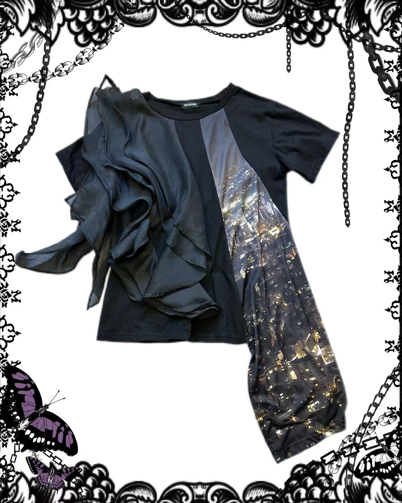 T.Kunitomo Irregular Ruffle Top