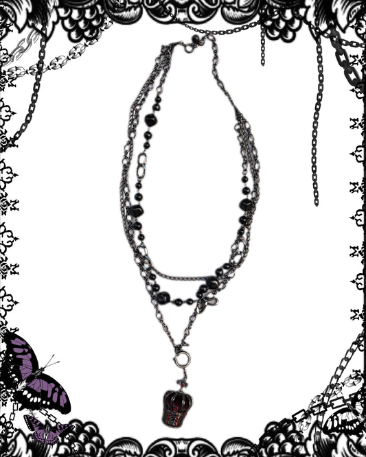 Black Peace Now Multi Layers Crown Pendant Necklace