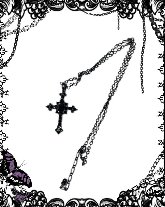 Black Peace Now Black Cross Necklace