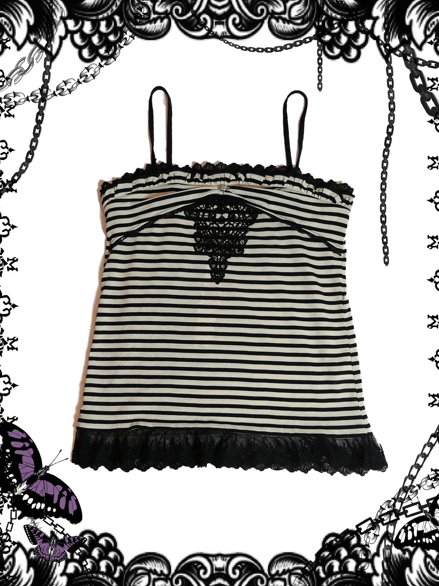 Axes Femme Stripe Lace Tank Top