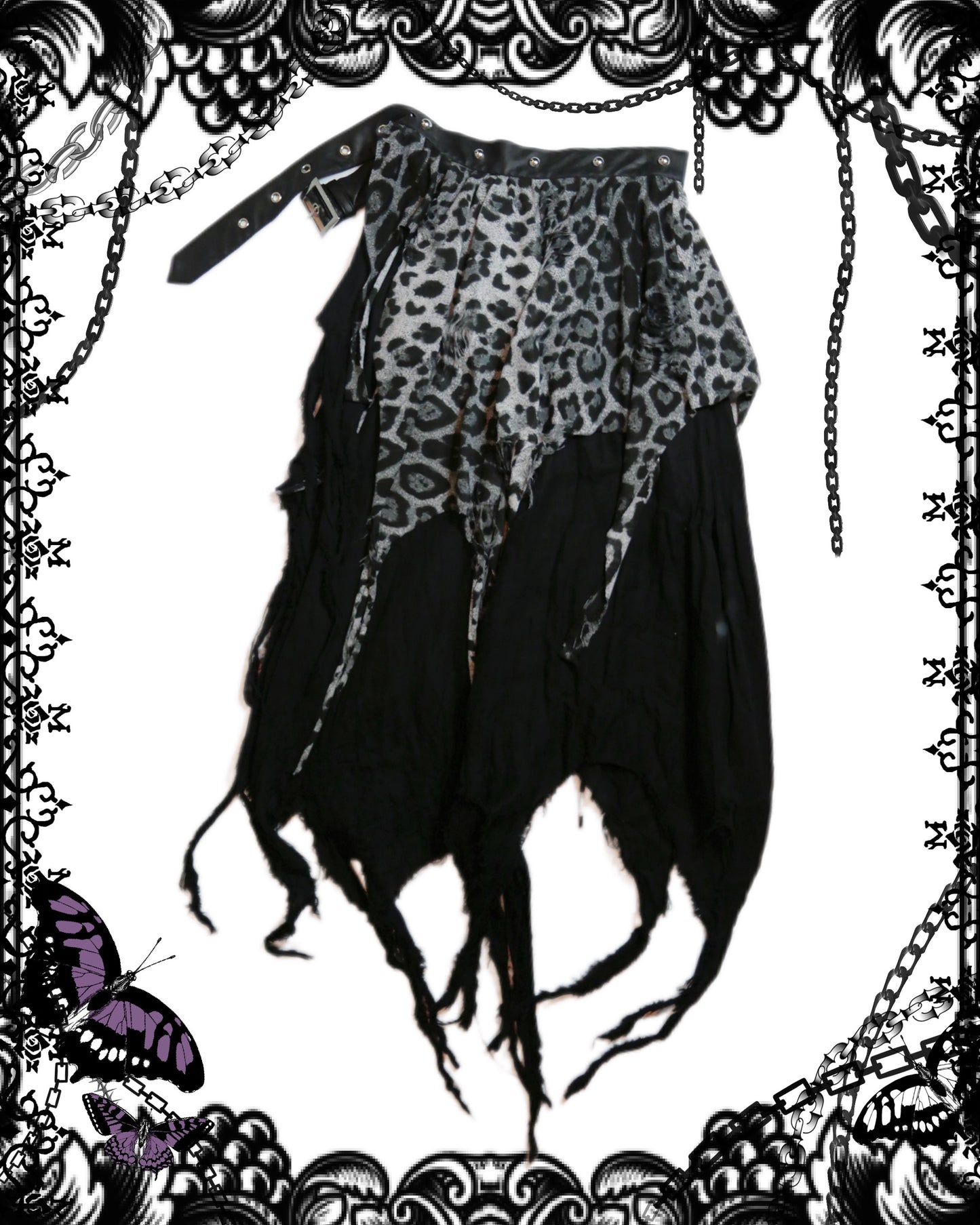 Sexpot Revenge Black Leopard Print Multi Layer Midi Skirt