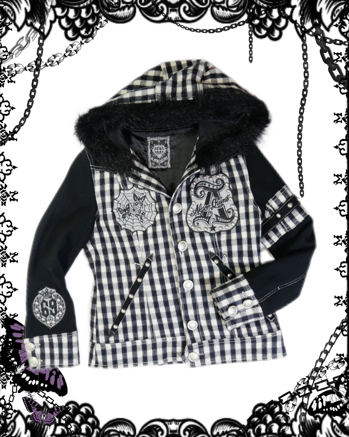 Algonquins Checkboard Fur Hood Jacket